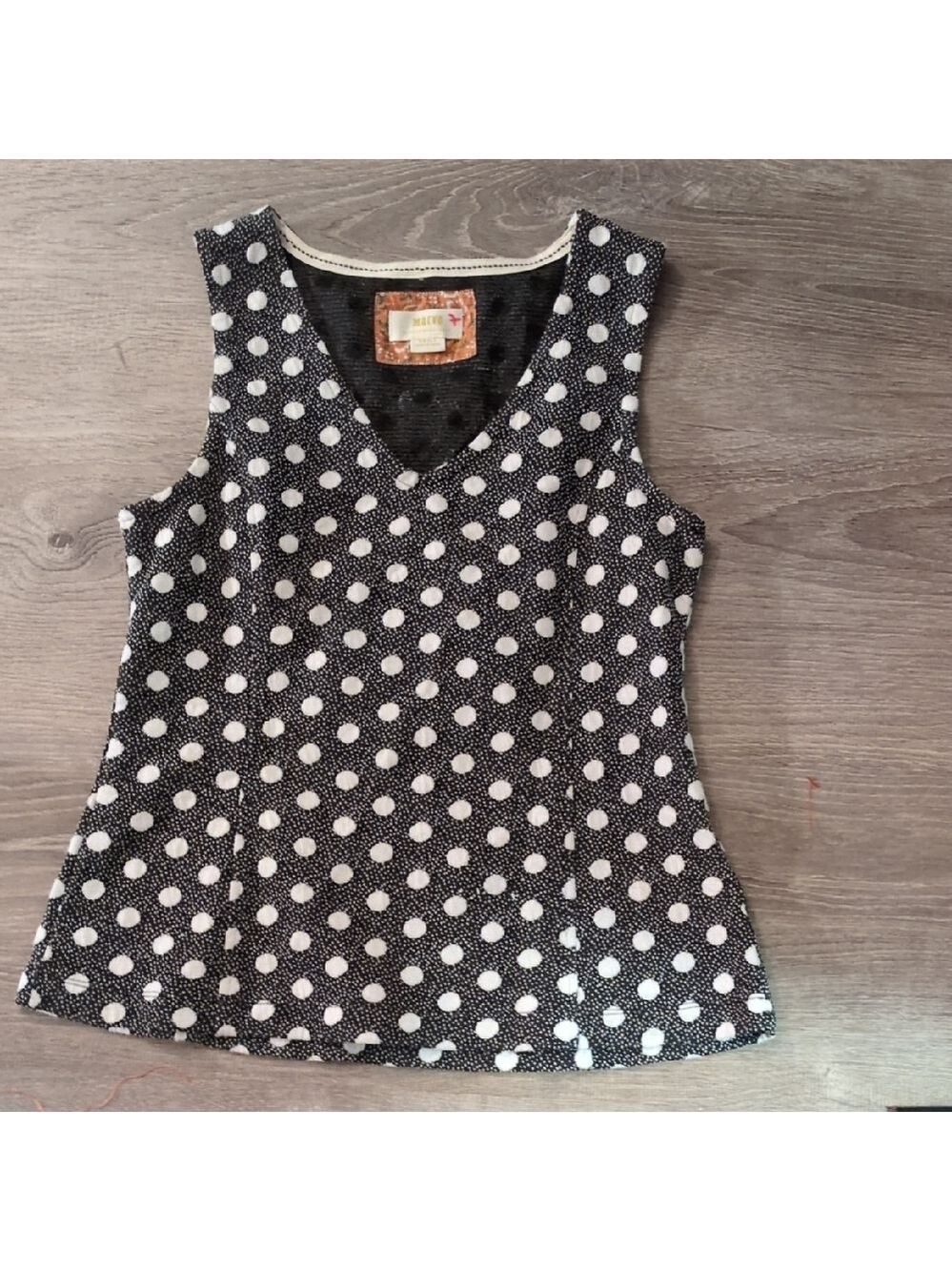Maeve By Anthropologie Black White Polka Dot Tank Size Small - Picture 1 of 5